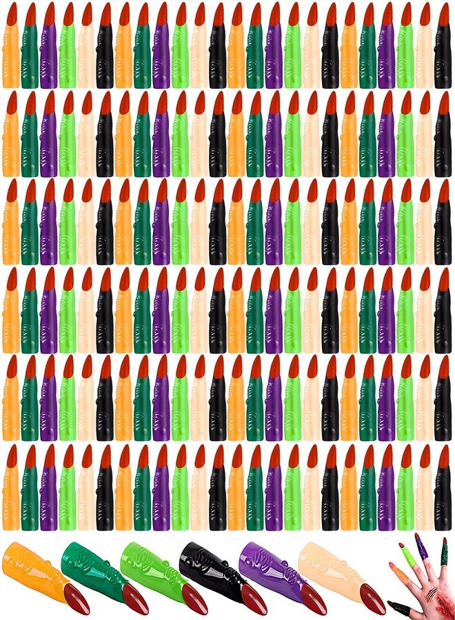 Zenoble 162PCS Halloween Witch Fingers 6 Colors Fake Witch Fingers Claws Nails Colorful Plastic Finger Pointers for Kids Reading Halloween Cosplay Costume Party Decorations - Image 1